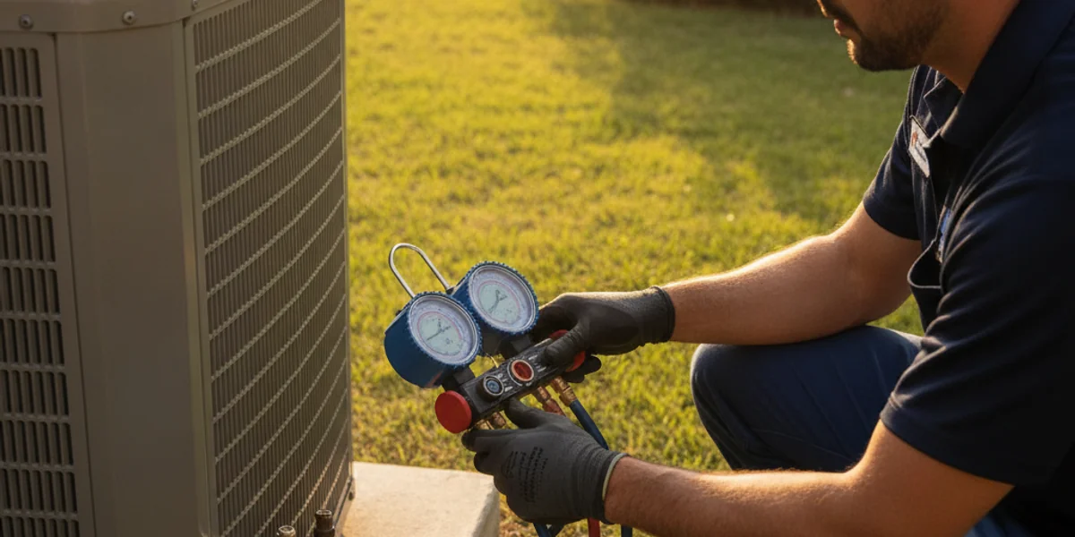 HVAC technician diagnosing an air conditioning unit in Austin — AC Repair Austin 24