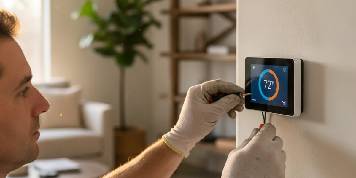Smart thermostat installation in an Austin home by AC Repair Austin 24